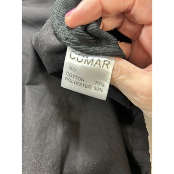 Cumar Italy Utility Jacket Black Medium Drawstring Hidden Hood Short Sleeve - Picture 8 of 15